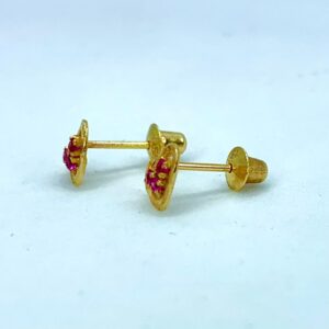 Par de Brincos em Ouro 18k c/Zircônias Rosas