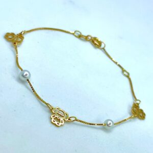 Pulseira Menina em Ouro 18k C/Perólas