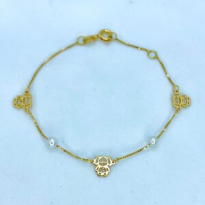 Pulseira Menina em Ouro 18k C/Perólas