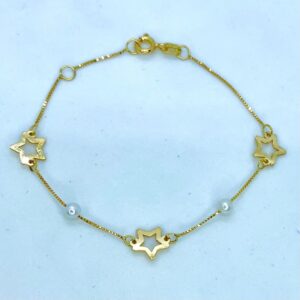 Pulseira Estrela em Ouro 18k C/Perólas