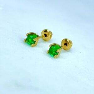 Par de Brincos Colors em Ouro 18k c/Zircônia Verde