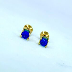 Par de Brincos Colors em Ouro 18k c/Zircônia Azul