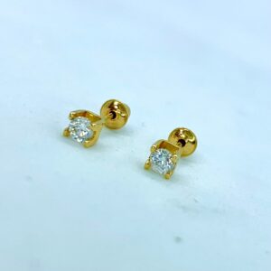 Par de Brincos Colors em Ouro 18k c/Zircônia Branca