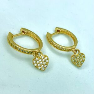 Par de Argolas Love em Ouro 18k c/Zircônias