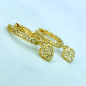 Par de Argolas Love em Ouro 18k c/Zircônias