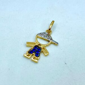 Pingente Menino em Ouro 18k c/Zircônias