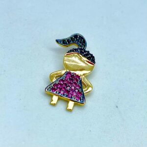 Pingente Menina em Ouro 18k c/Zircônias