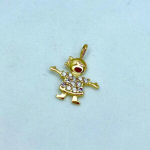 Pingente Menina em Ouro 18k c/Zircônias