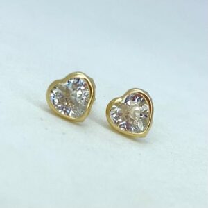 Par de Brincos Love em Ouro 18k c/Zircônias