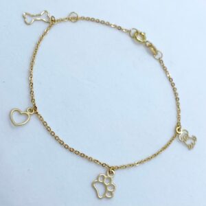 Pulseira Pets em Ouro 18k c/Pingentes