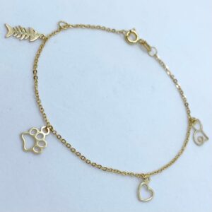 Pulseira Pets em Ouro 18k c/Pingentes