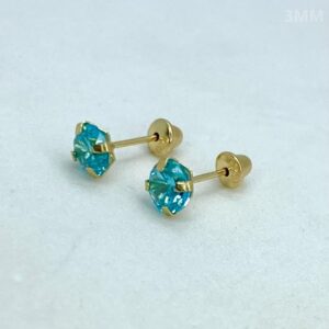 Par de Brincos em Ouro 18k c/Zircônias 3MM