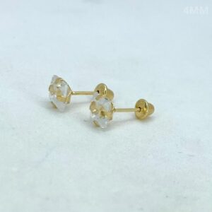 Par de Brincos em Ouro 18k c/Zircônias 4MM