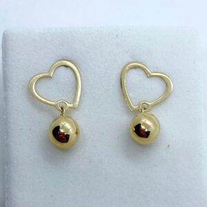 Par de Brincos Love em Ouro 18k c/Esferas