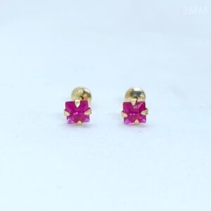 Par de Brincos em Ouro 18k c/Zircônias 3MM