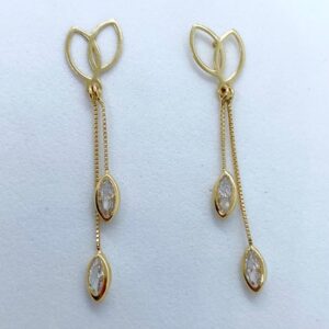 Par de Brincos Pêndulo em Ouro 18k c/Zircônias