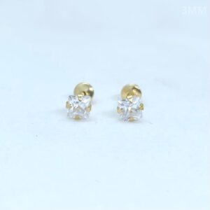 Par de Brincos em Ouro 18k c/Zircônias 3MM