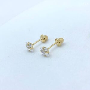 Par de Brincos em Ouro 18k c/Zircônias 3MM