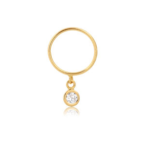 Brinco Piercing c\ Pingente de Zircônia em Ouro 18k