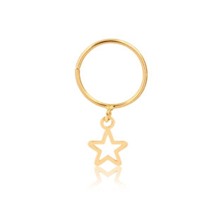 Brinco Piercing c\ Pingente Star Ouro 18k