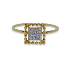 Anel Square em Ouro Amarelo 18k c/Diamantes