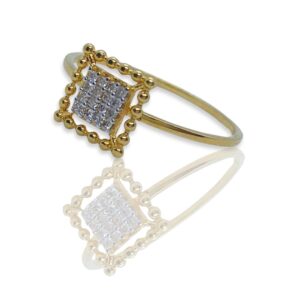 Anel Square em Ouro Amarelo 18k c/Diamantes