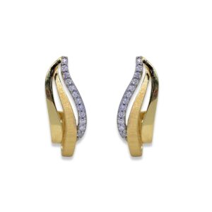 Brincos Waves em Ouro Amarelo 18k c/Diamantes