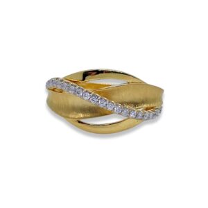 Anel Waves em Ouro Amarelo 18k c/Diamantes