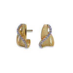 Brincos Waves em Ouro Amarelo 18k c/Diamantes