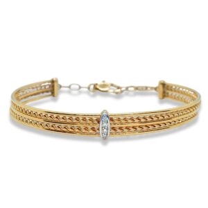 Bracelete Aro em Ouro Amarelo 18k c/Diamantes